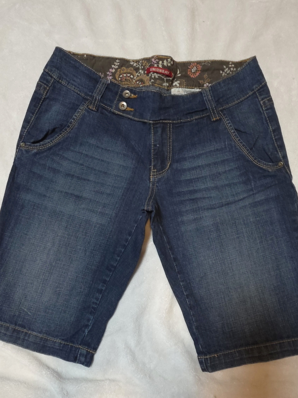 Unionbay Women's Denim Bermuda Shorts Size 11 Medium Wash Cotton Blend